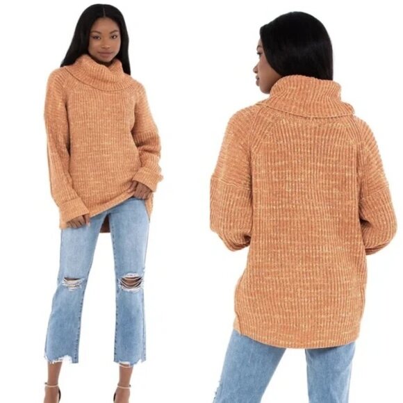 Free People Leo Oversized Cowl Neck Sweater in Petal Combo Sz. XS - Picture 1 of 5